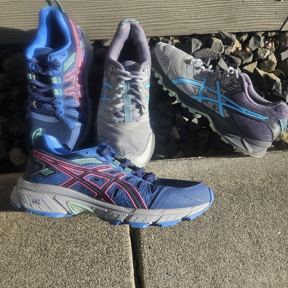 ASICS Women's Gel Running Shoes - Blue and Gray combo set! Size 8🙂